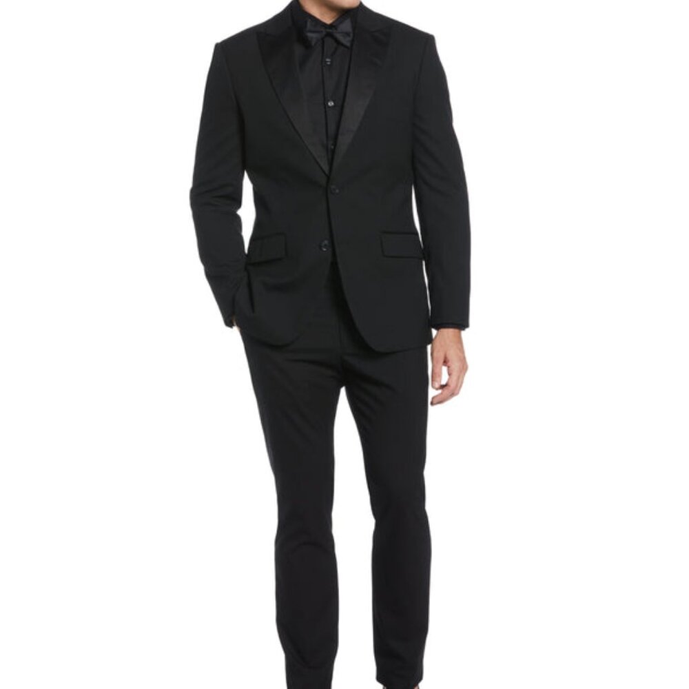 PERRY ELLIS SLIM FIT TEXTURED TUXEDO 2-PC SUIT